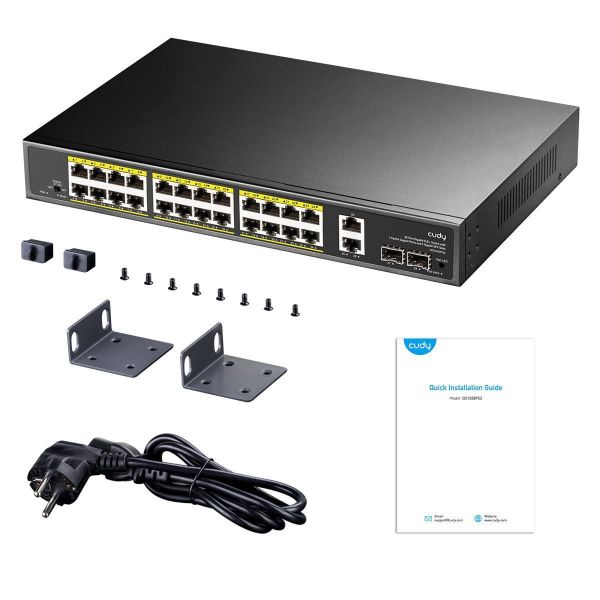 Picture of 24-Port Gigabit Unmanaged PoE+ 300W Desktop Switch w/ 2 Gig Uplink Ports & 2x Gig SFP slot