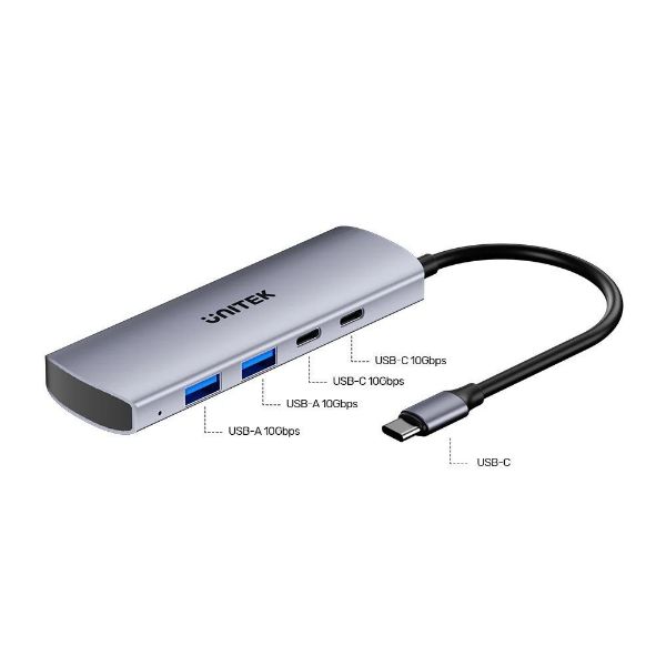 Picture of 4-in-1 10Gbps USB Multi-Port Hub w/ USB-C Connector. 2x USB-A & 2x USB-C Ports.