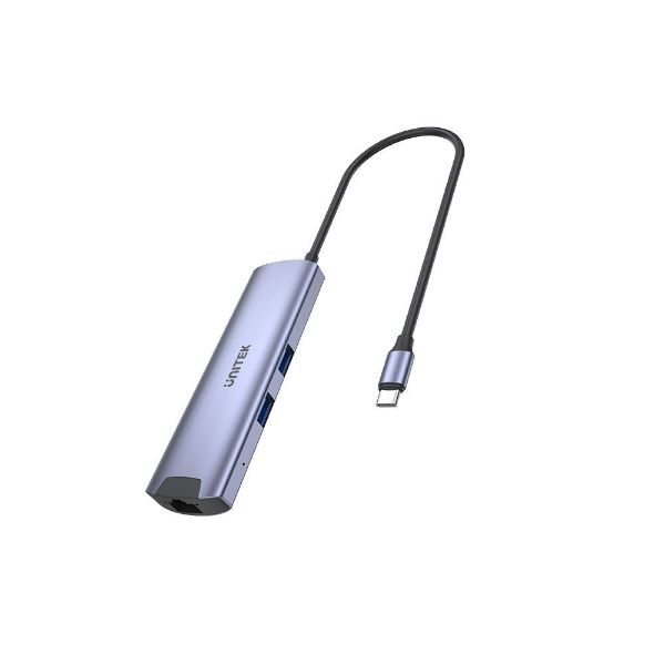 Picture of 6-In-1 USB Multi-Port Hub w/ USB-C Connector. USB-C 100W PD 4K HDMI