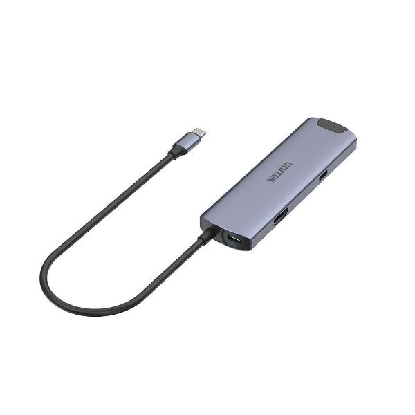 Picture of 6-In-1 USB Multi-Port Hub w/ USB-C Connector. USB-C 100W PD 4K HDMI
