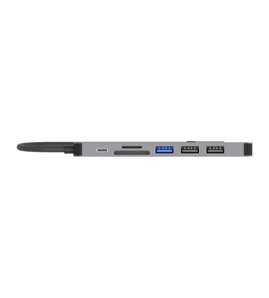 Picture of 7-in-1 Multi-Port Hub w/ USB-C Connector. 3x USB-A Ports 1x HDMI MicroSD Slots