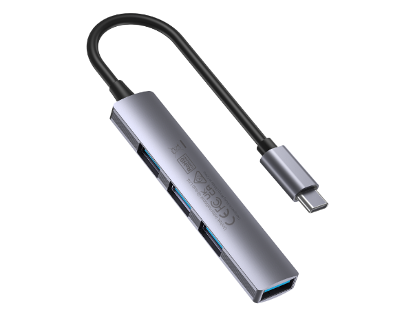 Picture of 4-in-1 USB Multi-port Ultra Slim Hub w/ USB-C Connector. 1x USB3.0 Port & 3x USB2.0