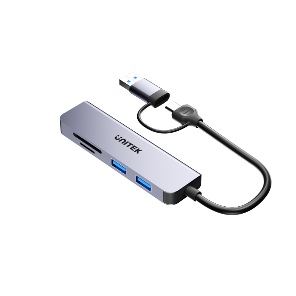 Picture of 5-in-1 5Gbps USB Multi-Port Hub w/ USB-C/A Connector. 3x USB-A Ports & SD Card.