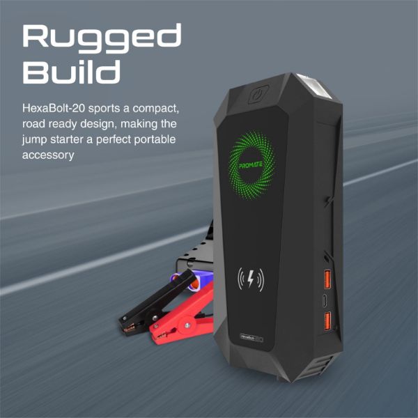 Picture of 19000mAh Jump Starter Power Bank. 1500A/12V Peak Current Port LED Flashlight Wireless