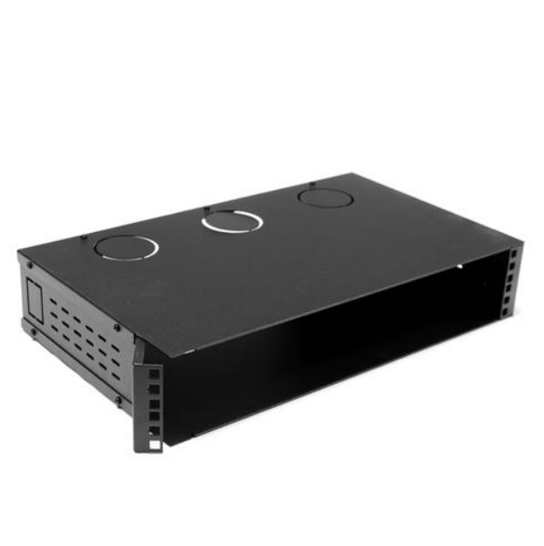 Picture of 2U 300mm Deep 19'' Fully Enclosed Hinged Wall Bracket. Includes Lid & Base Panels.