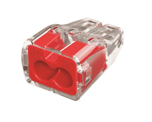 Picture of 32A 2 Port Push-in Wire Connector 100pc Jar. 0.75mm2 - 4.0mm2 Solid 1.5mm2