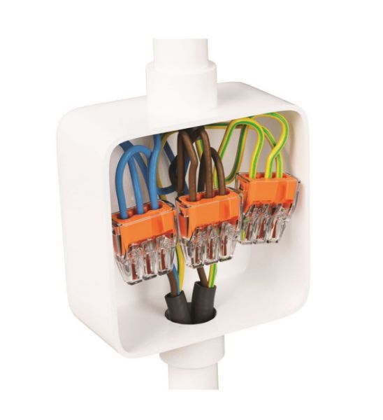 Picture of 32A 3 Port Push-in Wire Connector 100pc Jar. 0.75mm2 - 4.0mm2 Solid 1.5mm2