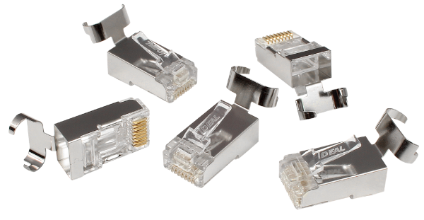 Picture of CAT6A/6/5e STP RJ45 Push Through Plug Staggered Jar of 50 Compatible w/ 30-496