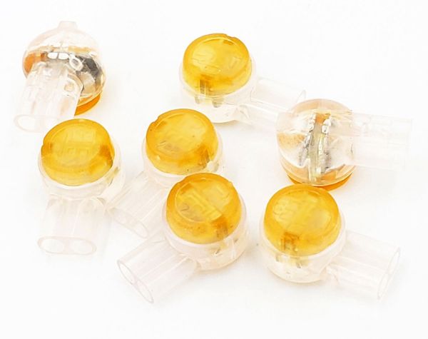 Picture of UY2 Yellow IDC 2-Wire Butt Splice Jellybean Wire Connector Pack of 100