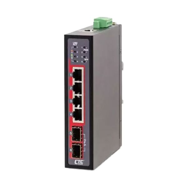 Picture of 4 Port Fast Ethernet Managed Switch. -40C +75C. 4x 10/100 BaseT(X) + 2x 100/1000
