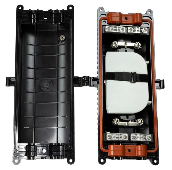 Picture of 24 Fibre Inline Enclosure. IP68 Integrated Airtight & Waterproof Seal