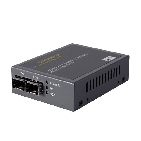Picture of Dual SFP+ 10G Media Converter. Single-mode & Multimode SFP Support 10 Gig Fiber to Fiber