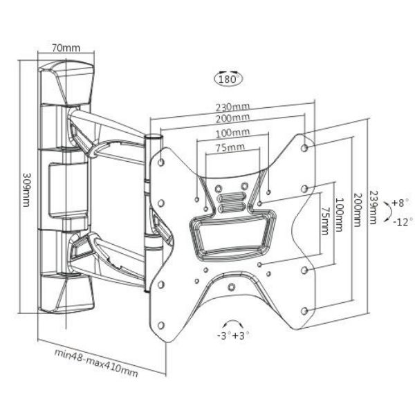 Picture of 23-43'' Full motion TV wall bracket Tilt & swivel Supports VESA