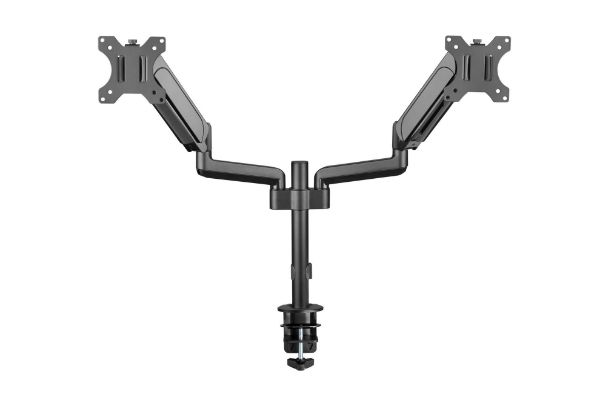 Picture of 17''-32'' Pole-Mounted Gas Spring Dual Monitor Desk Mount Bracket w/ Detachable Plate