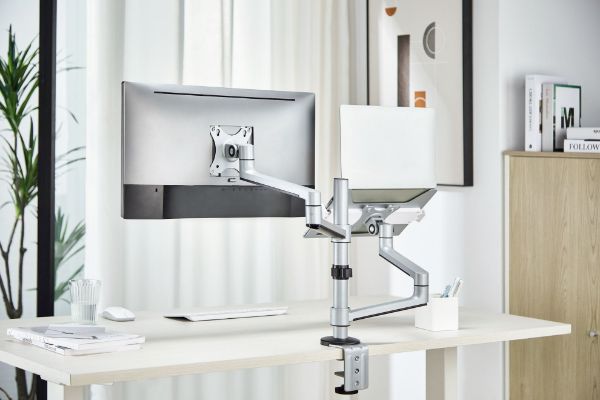 Picture of 17''-32'' Dual Arm Premium Articulating Monitor Arm Tray Arm Extension 466mm