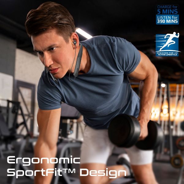 Picture of SportFit HiFi Wireless NeckBand Earphones 200 Hours Playtime. ENC Noise Reduction