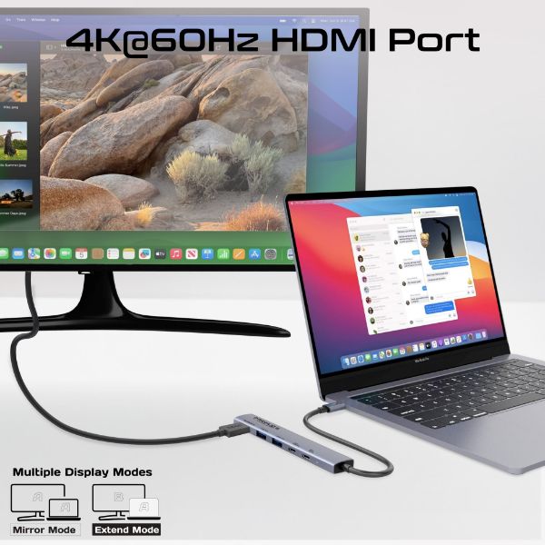 Picture of 5-in-1 Multi-Port 100W PD Compact Hub w/ USB-C Connector 2x USB-A 10Gbps Ports & 2x