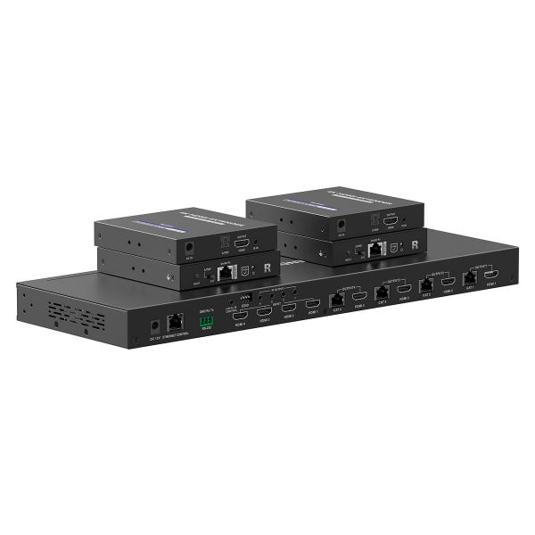 Picture of 4-In-4-out HDMI Extender Kit Matrix Switch. Includes 1x 4-Port Transmitter