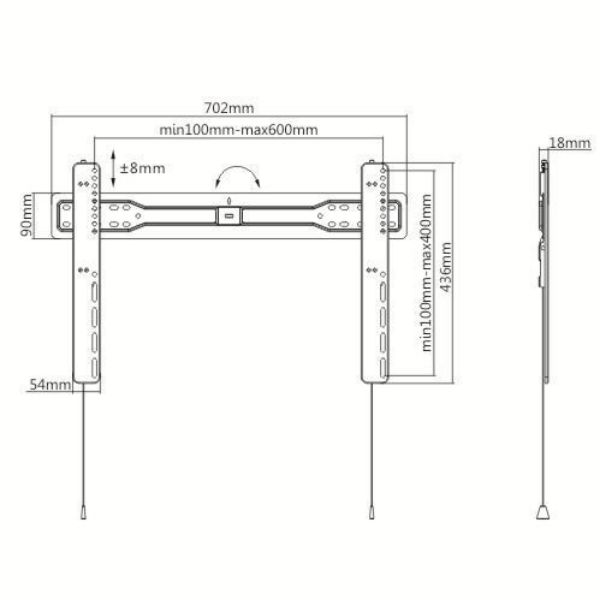 Picture of 37''-70'' Ultra-Slim wall bracket Max load: 35kg VESA support up to: 600x400.