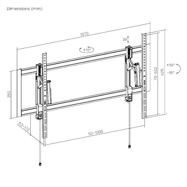 Picture of 55''-105'' Tilt Heavy-Duty TV Wall Mount Bracket Anti-Theft Locking Hole (Padlock NOT Inc)