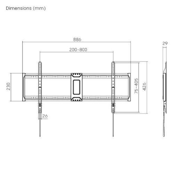 Picture of 43''-95'' Fixed Slim TV Wall Mount Supports Up to 75Kgs Automatic Spring Locks
