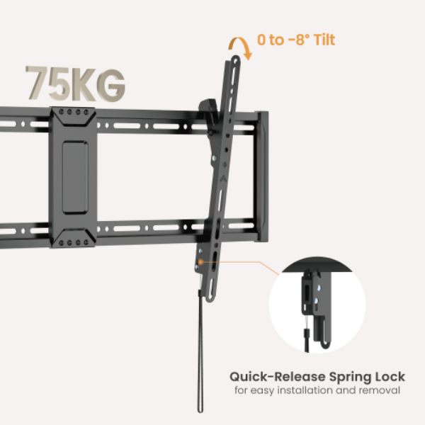 Picture of 43''-95'' Tilt Slim TV Wall Mount Supports Up to 75Kgs Automatic Spring Locks