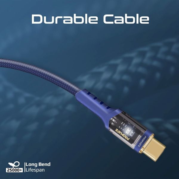 Picture of 1.2m 100W PD USB-C to USB-C Ultra-Fast Cable 5A/20V Transparent Connectors. Suppor