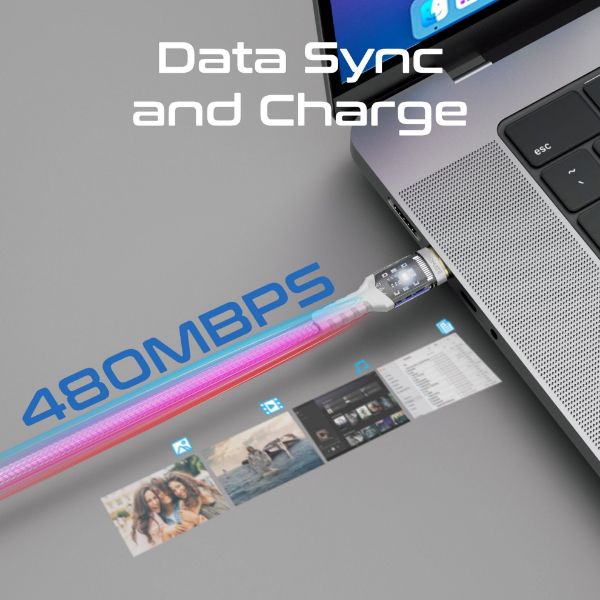 Picture of 1.2m USB-C to USB-C Ultra-Fast 100W PD Cable w/ Transparent Connectors.