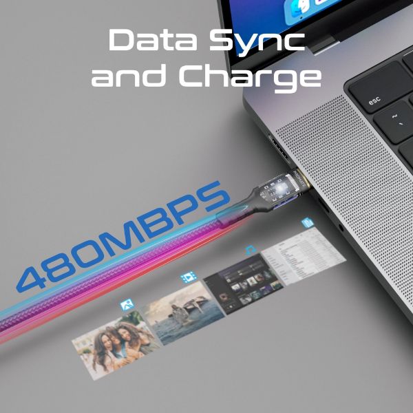 Picture of 2m USB-C to USB-C Ultra-Fast 100W PD Cable w/ Transparent Connectors