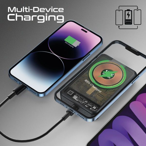 Picture of 10000mAh Power Bank w/ Transparent Magsafe 15W Wireless Charging