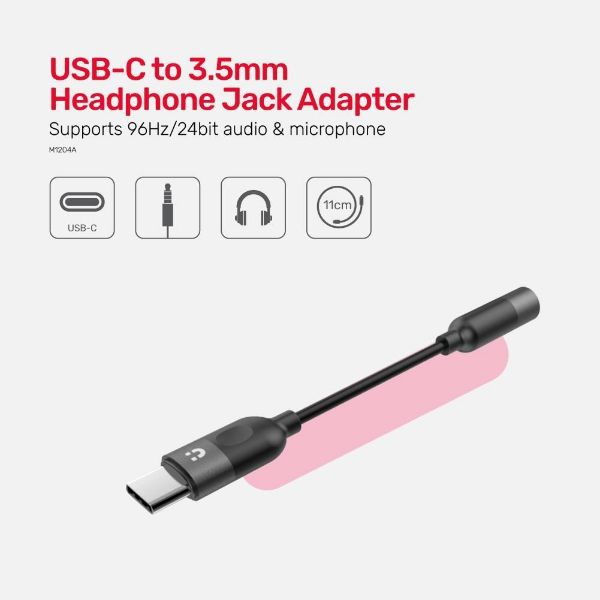 Picture of USB-C to 3.5mm AUX Headphone Jack Adapter Digital to Analog Converter. Music & Calls.
