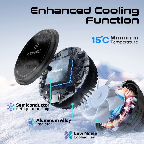 Picture of 15W ActiveCool Cradleless Magsafe Compatible Charger Mount. Includes Gooseneck