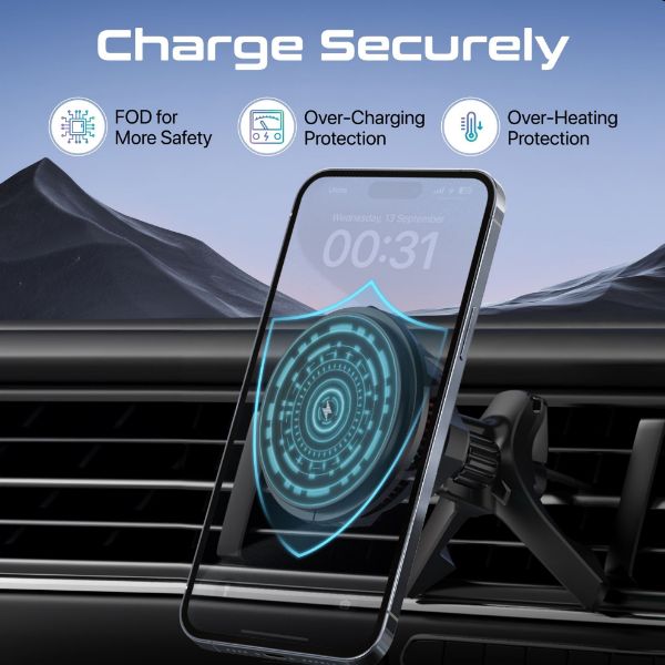 Picture of 15W ActiveCool Cradleless Magsafe Compatible Charger Mount. Includes Gooseneck