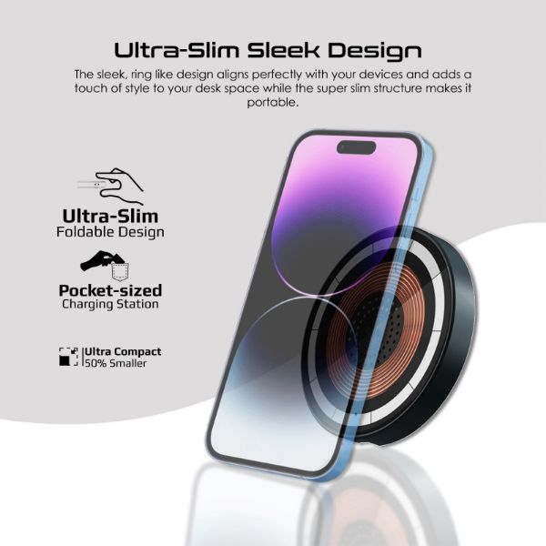 Picture of 2-in-1 Pocket-Sized 15W Magsafe Wireless Charging Station. 3W Apple Watch