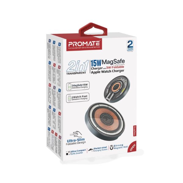 Picture of 2-in-1 Pocket-Sized 15W Magsafe Wireless Charging Station. 3W Apple Watch