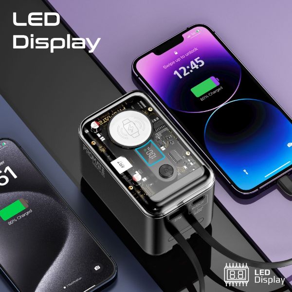 Picture of 20000mAh 4-in-1 Smartphone & Apple Watch Power Bank Dual USB-C & Lightning Cable