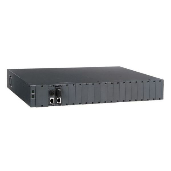 Picture of 18 Slot Compact Media Converter Chassis. 19'' 1.5RU Fixed AC/DC Power Module