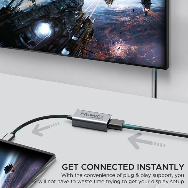 Picture of USB-C to HDMI Adapter. Supports up to 4K@30Hz. Plug & Play. Input: USB-C Output: