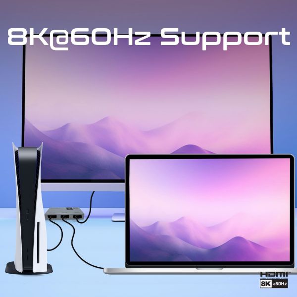 Picture of HDMI Switch w/ Smart Touch Control. 1x HDMI Output Port. 2x HDMI Input