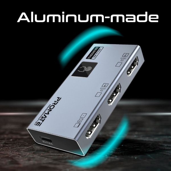 Picture of HDMI Switch w/ Smart Touch Control. 1x HDMI Output Port. 2x HDMI Input