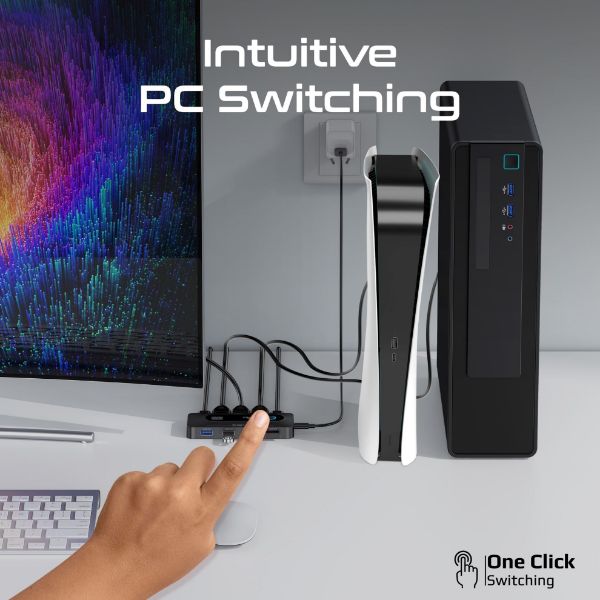 Picture of KVM Switch w/ 4x USB-A 3.0 5Gbps Outputs & 4x HDMI 4K@60Hz Ports