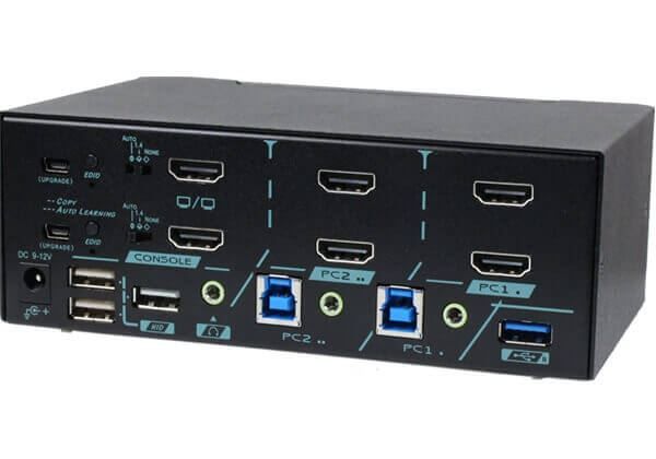 Picture of 2 Ports Dual Monitor HDMI KVM Switch w/ HDCP Engine EDID USB 3.2 Gen 1 Audio
