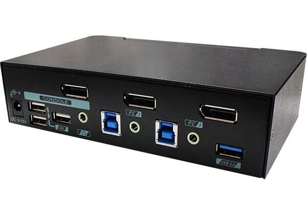 Picture of 2 Ports 8K Dual Monitor DisplayPort 1.4 KVM Switch w/ USB 3.2 Gen 1 Audio Hotkey