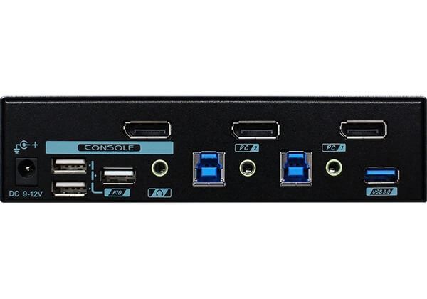Picture of 2 Ports 8K Dual Monitor DisplayPort 1.4 KVM Switch w/ USB 3.2 Gen 1 Audio Hotkey