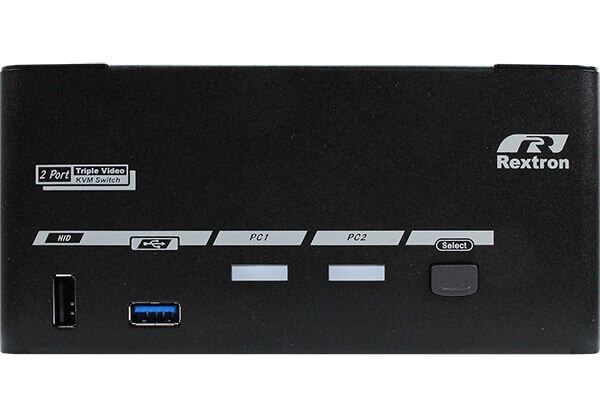 Picture of 2 Ports 8K Triple Monitor DisplayPort 1.4 KVM Switch w/ USB 3.2 Gen 1 Audio Hotkey