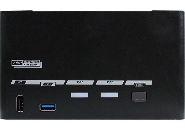 Picture of 2 Ports 8K Quad Monitor DisplayPort 1.4 KVM Switch w/ USB 3.2 Gen 1 Audio Hotkey