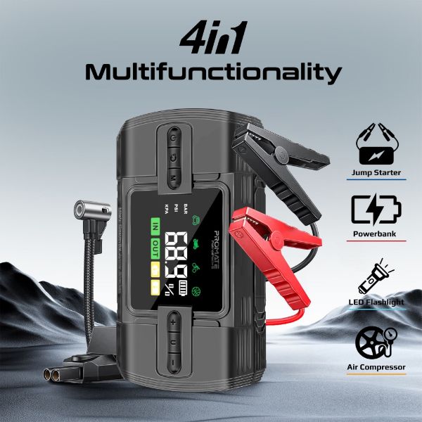 Picture of 4in1 1200A/12V Heavy Duty Car Jump Starter Air Compress 12000mAh Power Bank 150PSi