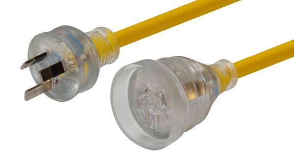Picture of 25M 240v Heavy Duty Power Extension Lead (3 Core 1.0mm) Power-On LED in Clear Moulded