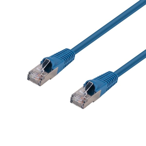 Picture of 15m Cat6A S/FTP Blue 10G Patch Lead 26AWG 500MHz Shielded Plug. Cat6 Augmented