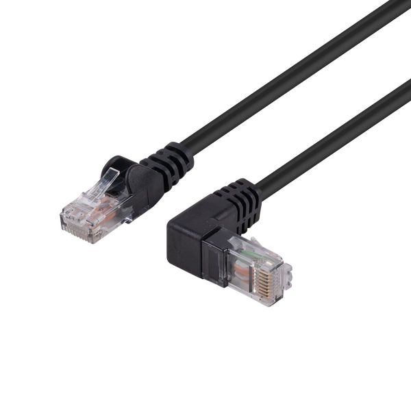 Picture of 0.5m Cat6 Black UTP Right Angled Patch Lead T568A 250MHz 24AWG Unshielded Plug.